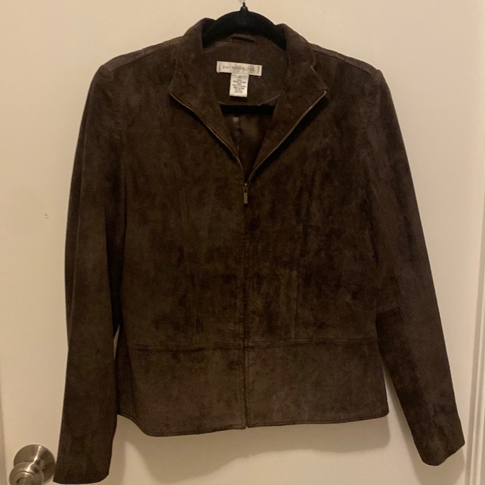 Genuine brown leather suede jacket